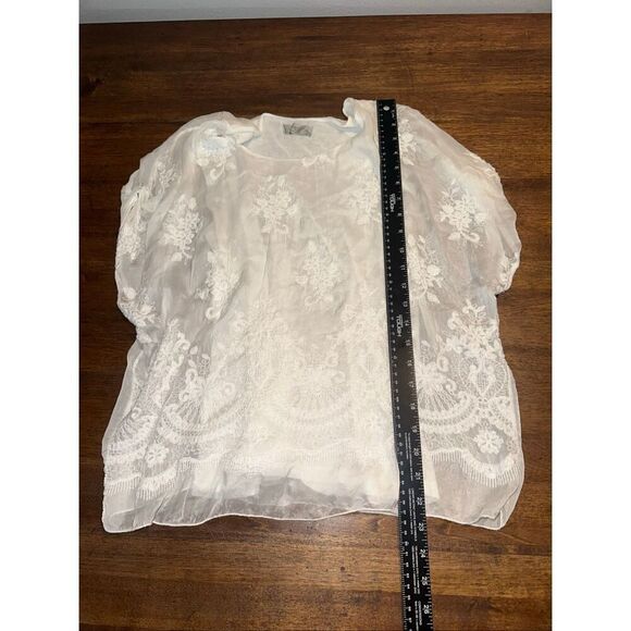 Angela Moda Silk Blend Embroidered Floral Blouse - Picture 6 of 6